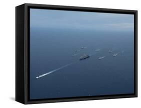 Carrier Strike Group Formation of Ships in the Bay of Bengal-Stocktrek Images-Framed Stretched Canvas