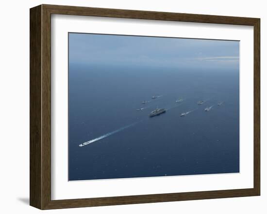 Carrier Strike Group Formation of Ships in the Bay of Bengal-Stocktrek Images-Framed Photographic Print