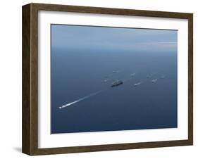 Carrier Strike Group Formation of Ships in the Bay of Bengal-Stocktrek Images-Framed Photographic Print