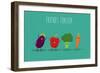 Carrot, Broccoli, Pepper, Eggplant Cartoon Vegetables Illustration. Vector Cartoon. Friends Forever-Serbinka-Framed Art Print