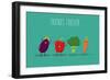 Carrot, Broccoli, Pepper, Eggplant Cartoon Vegetables Illustration. Vector Cartoon. Friends Forever-Serbinka-Framed Art Print