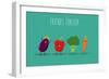 Carrot, Broccoli, Pepper, Eggplant Cartoon Vegetables Illustration. Vector Cartoon. Friends Forever-Serbinka-Framed Art Print