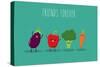 Carrot, Broccoli, Pepper, Eggplant Cartoon Vegetables Illustration. Vector Cartoon. Friends Forever-Serbinka-Stretched Canvas