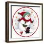 Carrot Nose Snowman with Black Dog-Beverly Johnston-Framed Giclee Print