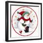 Carrot Nose Snowman with Black Dog-Beverly Johnston-Framed Giclee Print