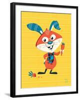 Carrots Up!-Blue Fish-Framed Art Print