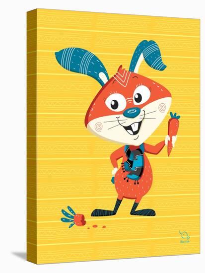 Carrots Up!-Blue Fish-Stretched Canvas