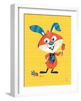 Carrots Up!-Blue Fish-Framed Art Print