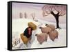 Carrying Hay to the Sheep in Winter-Margaret Loxton-Framed Stretched Canvas