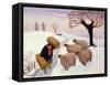 Carrying Hay to the Sheep in Winter-Margaret Loxton-Framed Stretched Canvas