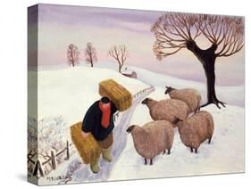 Carrying Hay to the Sheep in Winter-Margaret Loxton-Stretched Canvas