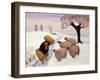 Carrying Hay to the Sheep in Winter-Margaret Loxton-Framed Giclee Print