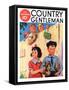 "Carrying Her Books for Her," Country Gentleman Cover, September 1, 1937-Henry Hintermeister-Framed Stretched Canvas