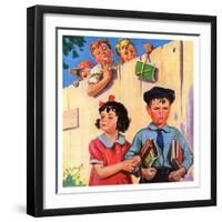 "Carrying Her Books for Her,"September 1, 1937-Henry Hintermeister-Framed Giclee Print