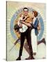 Carrying On (or Veteran with Wife and Child)-Norman Rockwell-Stretched Canvas