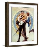 Carrying On (or Veteran with Wife and Child)-Norman Rockwell-Framed Giclee Print