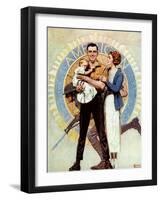 Carrying On (or Veteran with Wife and Child)-Norman Rockwell-Framed Giclee Print