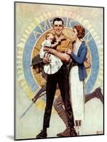 Carrying On (or Veteran with Wife and Child)-Norman Rockwell-Mounted Giclee Print