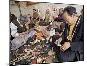 Carrying out Routine Maintenance of Prayer Wheels on a Monastery Roof, Lhasa, Tibet, China-Don Smith-Mounted Photographic Print