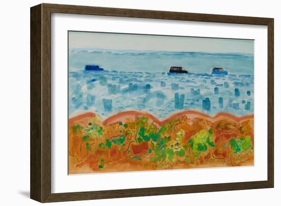 Cars and Saltbush, Australia (Watercolour)-David Alan Redpath Michie-Framed Giclee Print