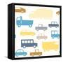 Cars and Trucks Seamless Pattern-elein-Framed Stretched Canvas