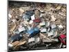 Cars are Piled up Among Debris from Hurricane Katrina-null-Mounted Photographic Print