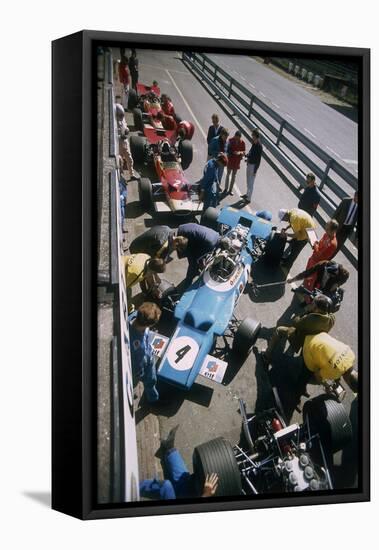 Cars at the British Grand Prix, Silverstone, Northamptonshire, 1969-null-Framed Stretched Canvas