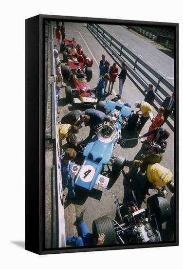 Cars at the British Grand Prix, Silverstone, Northamptonshire, 1969-null-Framed Stretched Canvas