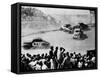 Cars Crashing in Race-null-Framed Stretched Canvas