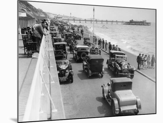 Cars Driving Along Bournemouth Seafront, Dorset, 1928-null-Mounted Photographic Print