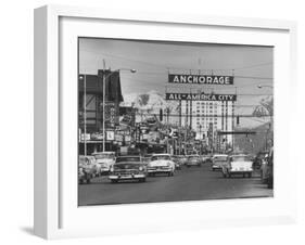 Cars Driving Through City-Nat Farbman-Framed Photographic Print