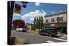 Cars in a traditional street in the historic City of Sisters in Deschutes County, Oregon, United St-Martin Child-Stretched Canvas