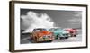 Cars in Avenida de Maceo, Havana, Cuba (BW)-Pangea Images-Framed Giclee Print