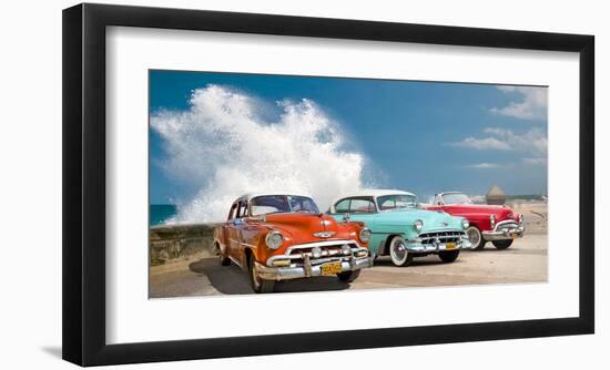 Cars in Avenida de Maceo, Havana, Cuba-Pangea Images-Framed Giclee Print