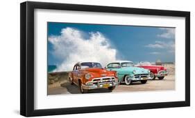 Cars in Avenida de Maceo, Havana, Cuba-Pangea Images-Framed Giclee Print