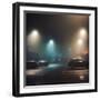 Cars in Car Park with Fog at Night-Tim Kahane-Framed Photographic Print