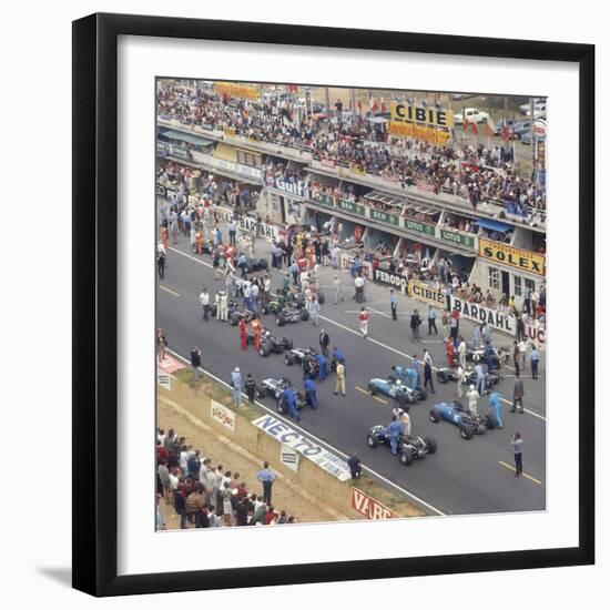 Cars Lining Up on the Starting Grid, French Grand Prix, Le Mans, France, 1967-null-Framed Photographic Print