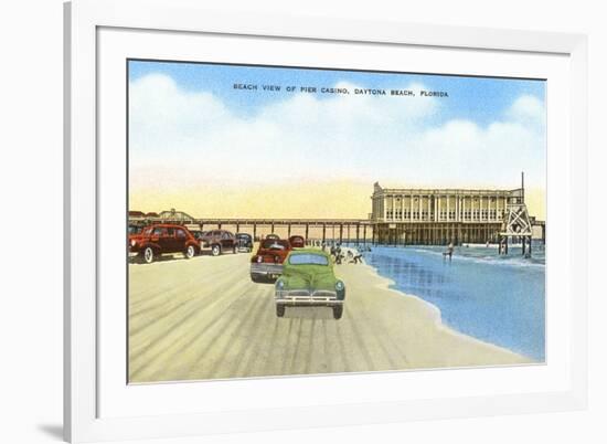 Cars on Beach, Daytona Beach, Florida-null-Framed Premium Giclee Print