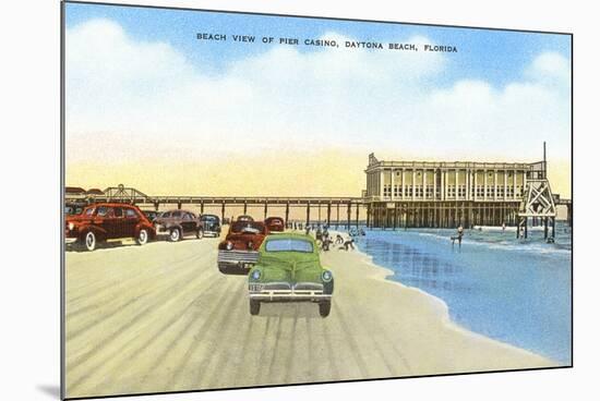 Cars on Beach, Daytona Beach, Florida-null-Mounted Premium Giclee Print