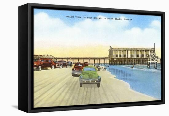 Cars on Beach, Daytona Beach, Florida-null-Framed Stretched Canvas