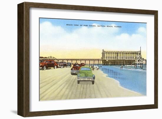 Cars on Beach, Daytona Beach, Florida-null-Framed Art Print