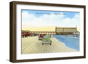 Cars on Beach, Daytona Beach, Florida-null-Framed Art Print