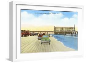 Cars on Beach, Daytona Beach, Florida-null-Framed Art Print