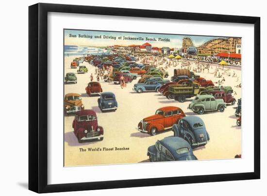 Cars on Beach, Jacksonville, Florida-null-Framed Art Print