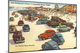 Cars on Beach, Jacksonville, Florida-null-Mounted Art Print