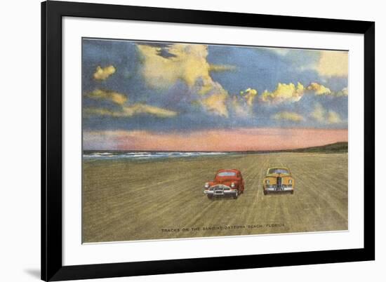 Cars on Sand, Daytona Beach, Florida-null-Framed Premium Giclee Print