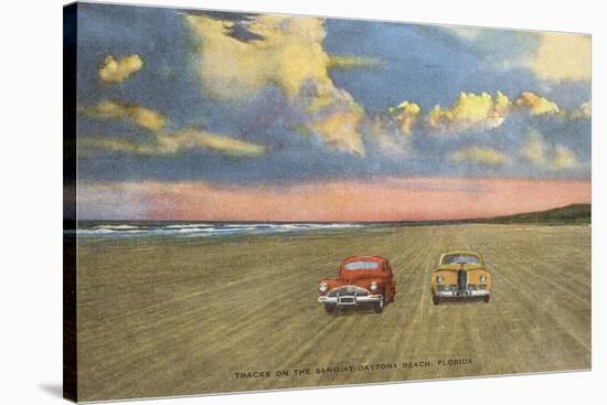 Cars on Sand, Daytona Beach, Florida-null-Stretched Canvas