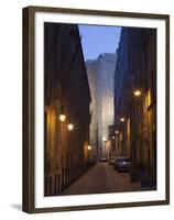 Cars Parked in a Street, Torre Dell'Elefante Tower, Il Castello Old Town, Sardinia, Italy-null-Framed Premium Photographic Print