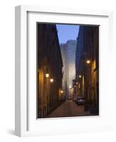 Cars Parked in a Street, Torre Dell'Elefante Tower, Il Castello Old Town, Sardinia, Italy-null-Framed Photographic Print