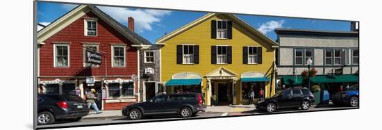 Cars parked in front of stores, Camden, Knox County, Maine, USA-null-Mounted Photographic Print